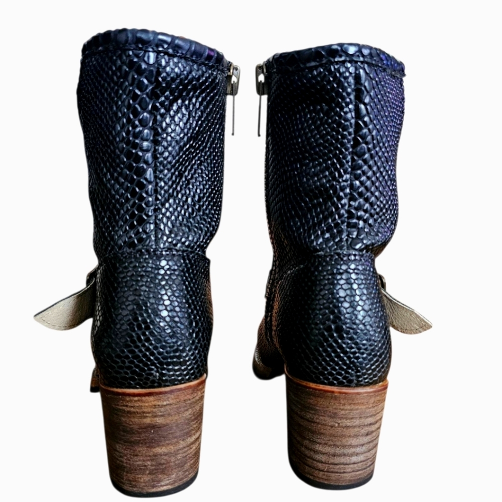 Freebird by Steven Carlito Black Snake Embossed Leather Size 7 - Picture 12 of 16